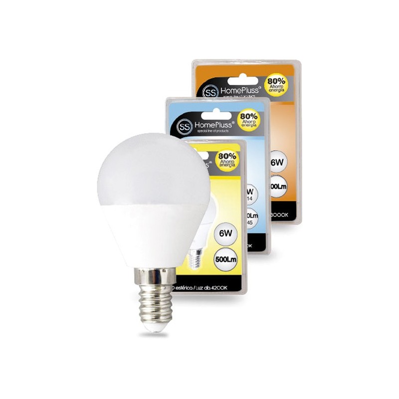 LAMPARA ESFERICA LED E27 6W 4200K