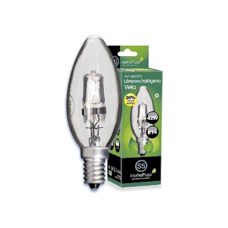 LAMPARA HALOGENA ECO VELA CLARA E14 28W