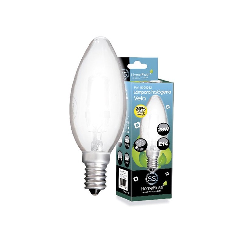 LAMPARA HALOGENA ECO VELA MATE E14 28W