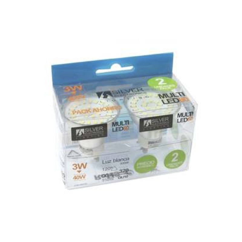 LAMPARA DIC.60LED GU10 4W 5000K PACK 2U